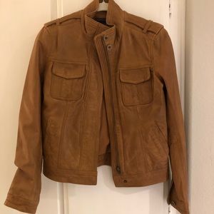Brown leather lucky jacket xs never been worn!